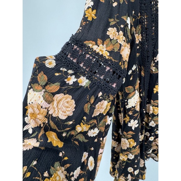 American Eagle Floral Babydoll Top Fairy Grunge Boho Lace Festival Peasant - Picture 11 of 15